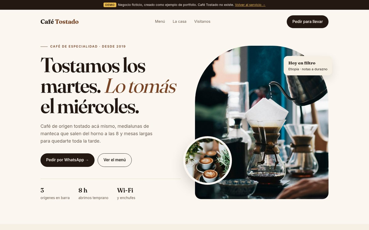 Ejemplo de landing para una cafetería ficticia
